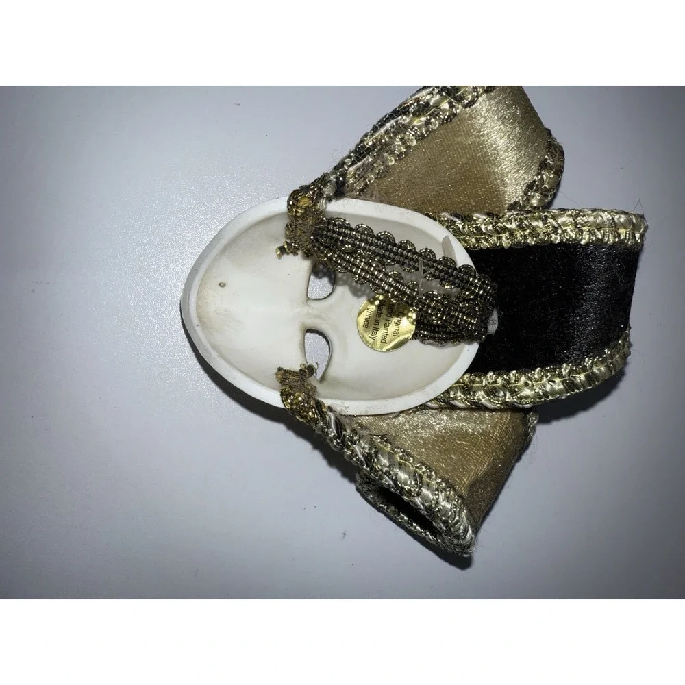 Venetian Mask Made In Venezia, Italy Intricately Painted Gold/ White‎ With Bells